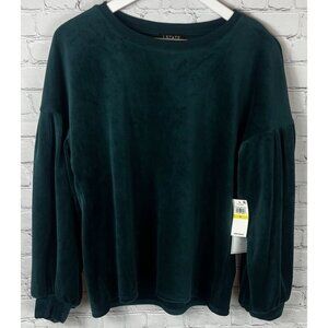 NWT 1. STATE Women's Green Forest Velour Sweatshirt Size Medium $59.00
